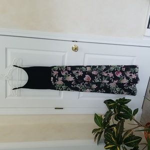 Forever 21 maxi dress S, black top with floral bottom, adjustable straps